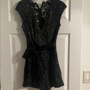 Bebe Black Sheath Jumpsuit with Flutter Sleeves